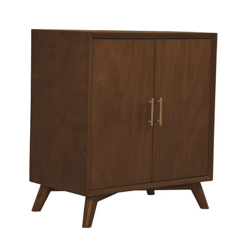 Ian Bar Cabinet | 36" | 2 Doors | Mahogany Wood | Wine Rack | Walnut Brown