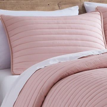 Cabe Twin Comforter Set | 2 Piece | Polyester Puffer Channel Quilt | Rose Pink
