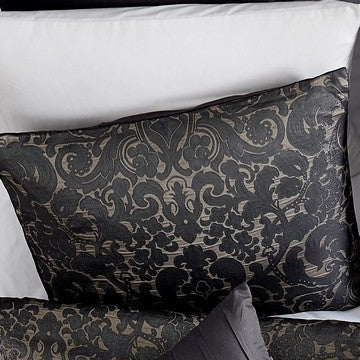 Pixie 10 Piece Polyester King Comforter Set Damask Pattern Charcoal Gray By Casagear Home BM283917