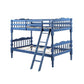 Alice Classic Twin Bunk Bed with Ladder, Guard Rail, Carved Legs, Blue By Casagear Home
