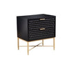 Rexi 26 Inch 2 Drawer Nightstand Honeycomb Mahogany Wood Black Gold By Casagear Home BM284258