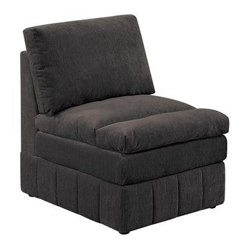 Luna Modular Armless Chair | 35" | Triple Plush Seat | Dark Gray