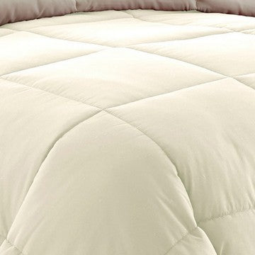 Beth Reversible Microfiber Queen Comforter Squared Stitching Ivory Beige By Casagear Home BM284438