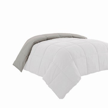 Beth King Comforter | Reversible Microfiber | White Gray | Stitch Design