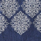 Eula Modern 6 Piece Cotton Towel Set Stylish Damask Pattern Deep Blue By Casagear Home BM284473