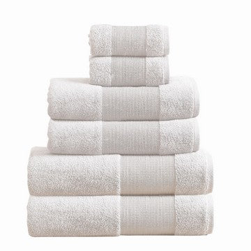 Indy Towel Set | 6 Piece | Cotton | Textured Design | Crisp White