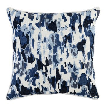 Lyla Throw Pillow | 22" Square | Cotton | Abstract Design | Blue White