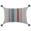 14 x 20 Modern Throw Pillow, Digitally Printed, Stripes, Tassels, Blue, Red By Casagear Home