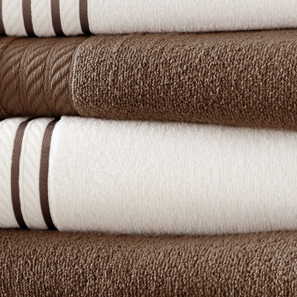 Dana 6 Piece Soft Egyptian Cotton Towel Set Striped Pattern Brown White By Casagear Home BM284583