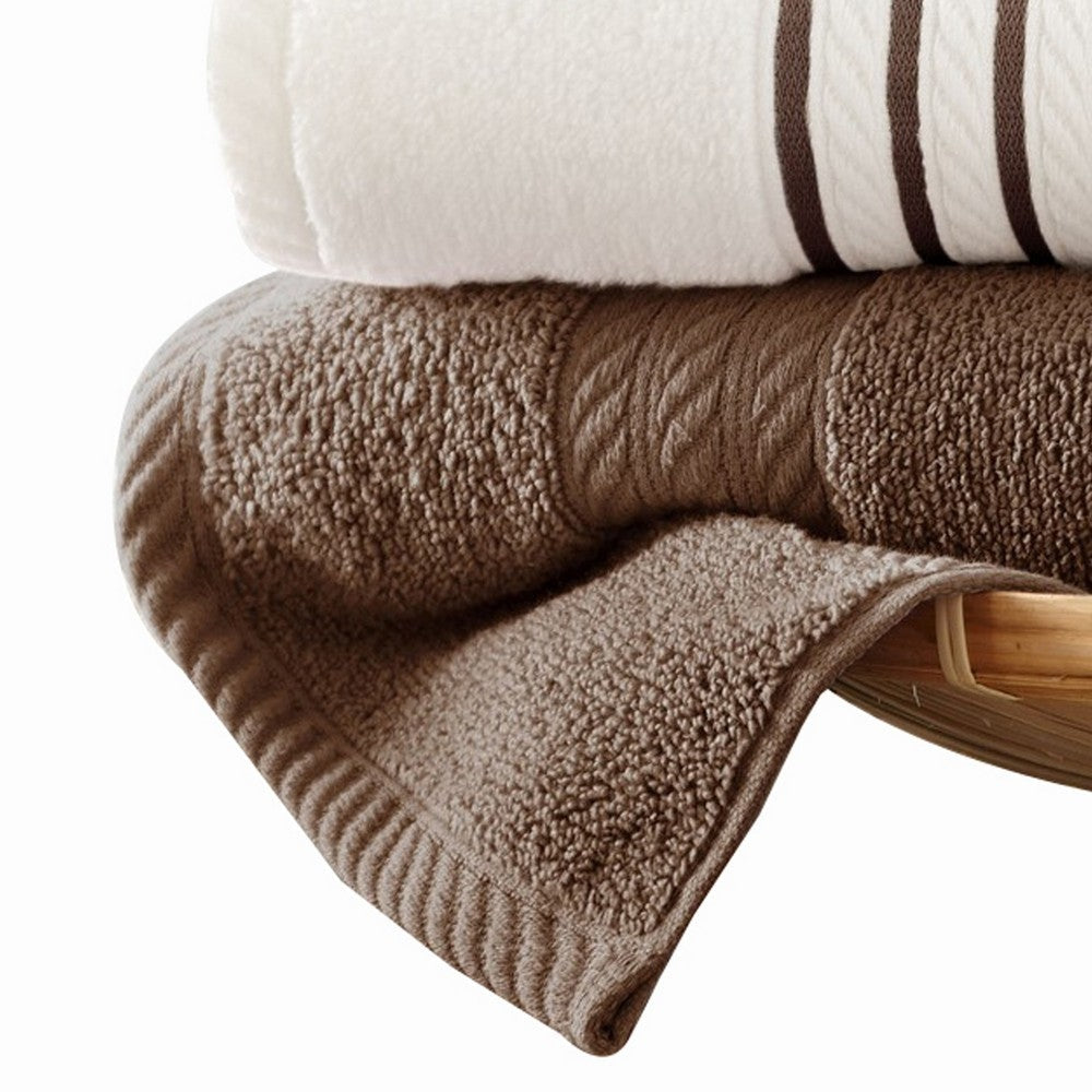 Dana 6 Piece Soft Egyptian Cotton Towel Set Striped Pattern Brown White By Casagear Home BM284583
