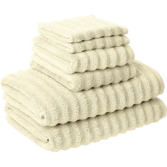 Cora 6 Piece Soft Egyptian Cotton Towel Set, Classic Textured Design, Cream By Casagear Home