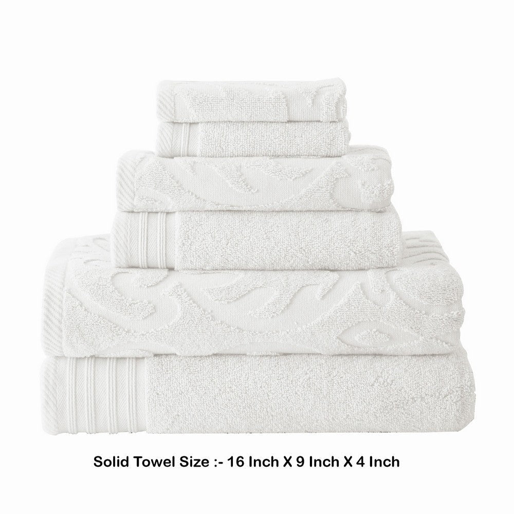 Oya 6 Piece Soft Egyptian Cotton Towel Set Solid Medallion Pattern White By Casagear Home BM284602