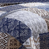 Mai 3 Piece King Cotton Quilt Set Patchwork Reversible Blue Rust Brown By Casagear Home BM284609