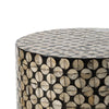 20 Inch Stool Table Round Wood Design Modern Capiz Inlay Black White By Casagear Home BM284717