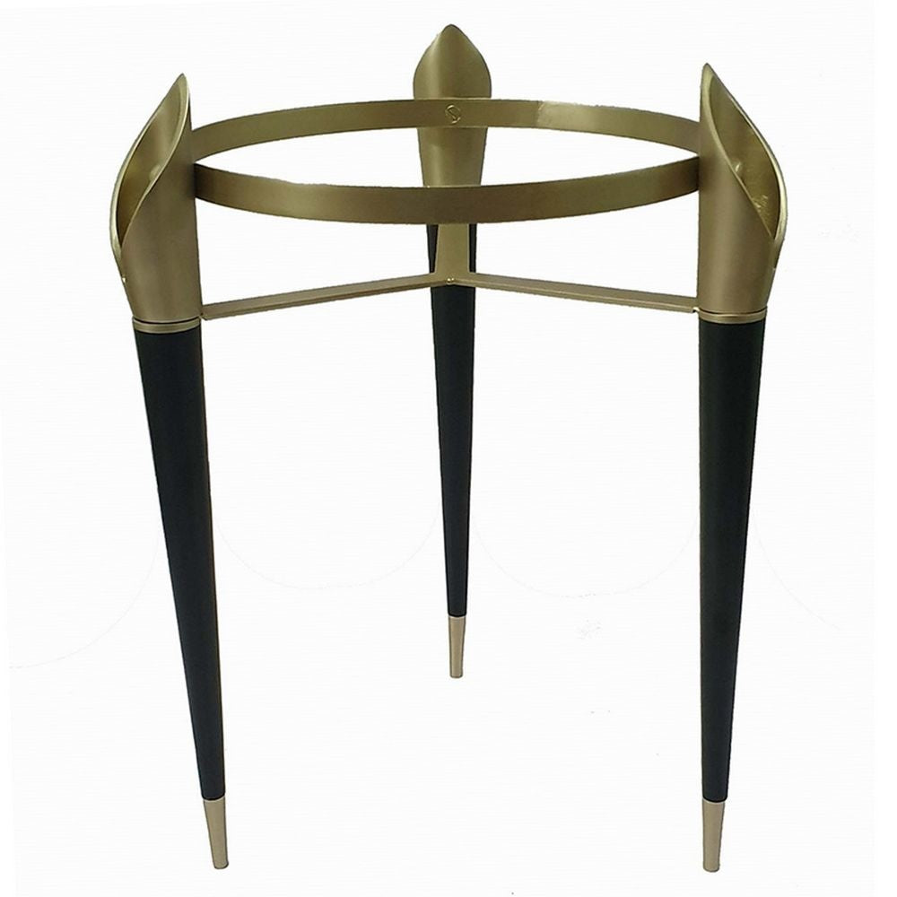 22 Inch Planter on Stand Lily Design Modern Iron Legs Brass Black By Casagear Home BM284747