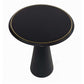 22 Inch Round Mango Wood Side Table Smooth Brass Accents Black Finish By Casagear Home BM284779