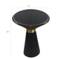 22 Inch Round Mango Wood Side Table Smooth Brass Accents Black Finish By Casagear Home BM284779