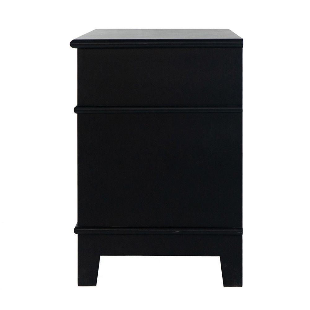 Dana 27 Inch Bedside Table 2 Rattan Drawers Pine Wood Black Brown By Casagear Home BM284783