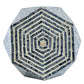 18 Inch Accent Table Stool Hexagonal Design Diamond Pattern Blue White By Casagear Home BM284799