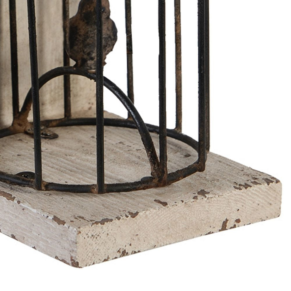 Ari Set of 2 Classic Bookends Birdcage Iron and Fir Wood Black Brown By Casagear Home BM284986