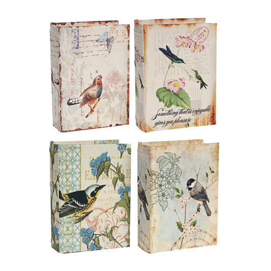 Anya Set of 4 Artisanal Boxes for Accessories, Book Inspired Look, Birds By Casagear Home