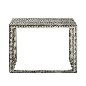 36 Inch Accent Console Table Capiz Shell Inlay Rectangular Gray By Casagear Home BM285102