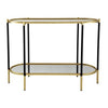 30 Inch Console Sideboard Table, Oblong, Mirrored Top, Black, Gold By Casagear Home