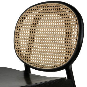 Ada 24 Inch Dining Chair Cane Rattan Back Beech Wood Set of 2 Black By Casagear Home BM285132