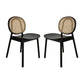 Ada 24 Inch Dining Chair, Cane Rattan Back, Beech Wood, Set of 2, Black By Casagear Home