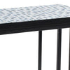 24 Inch End Side Table Blue Patterned Top C Shape Open Frame Black By Casagear Home BM285166
