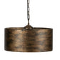 16 Inch 3 Light Chandelier, Round, Iron Frame, Rustic Brushed Bronze Finish By Casagear Home