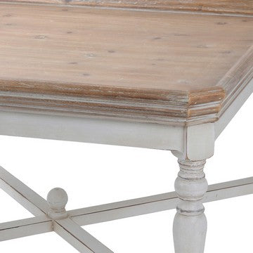 Fin 33 Inch Coffee Table Tray Top Rustic Fir Wood Antique White Brown By Casagear Home BM285220