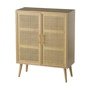 Dana Storage Cabinet | 40" | Wood | 2 Shelves | Rattan Doors | Brown