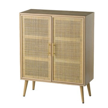 Dana 40 Inch Storage Cabinet, Wood Frame, 2 Shelves, 2 Rattan Doors, Brown By Casagear Home