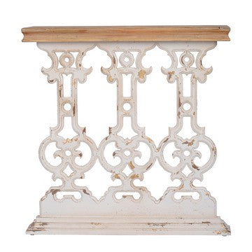 Console Table | 32" | Fir Wood | Scrollwork | Whitewash Brown