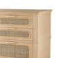 Dana 46 Inch Tall Dresser Chest Pine Wood Woven Rattan 5 Drawers Brown By Casagear Home BM285391