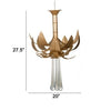 20 Inch Chandelier Textured Leaves Glass Clear Crystals Modern Gold By Casagear Home BM285445