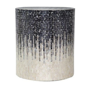 Capiz Stool Table | 18" | Cylindrical | Off White Black