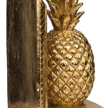 10 Inch Modern Bookends Pineapple Decorative Statuette Gold Resin By Casagear Home BM285570