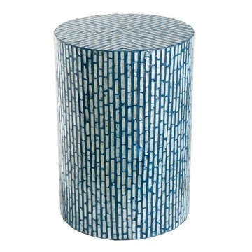 Capiz Stool Table | 20" | Cylindrical | Blue Black