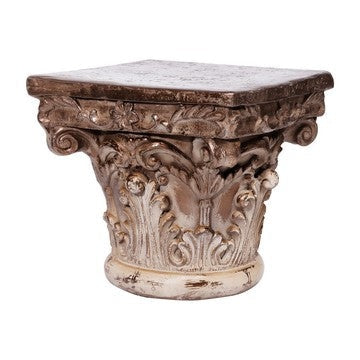 Pedestal | 10" | Carved Scrollwork | Antique Gold