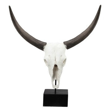 Cow Skull Decor | 26" | Resin | Metal Base | White