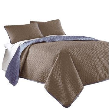 Eva Quilt Set | 3 Piece King | Reversible | Blue Brown