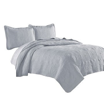 Ada Quilt Set | 3 Piece Full | Mandala | Slate Blue