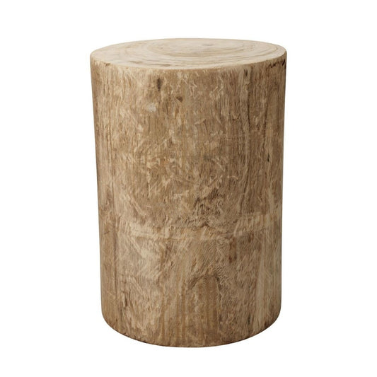 18 Inch Modern Side End Table, Tree Log Design, Paulownia Wood, Natural By Casagear Home