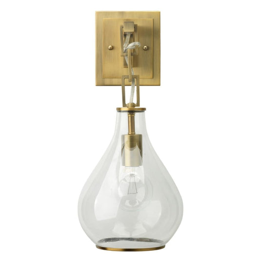 Ada 18 Inch Modern Wall Sconce, Real Blown Glass, 40W Bulb, Brass Finish By Casagear Home