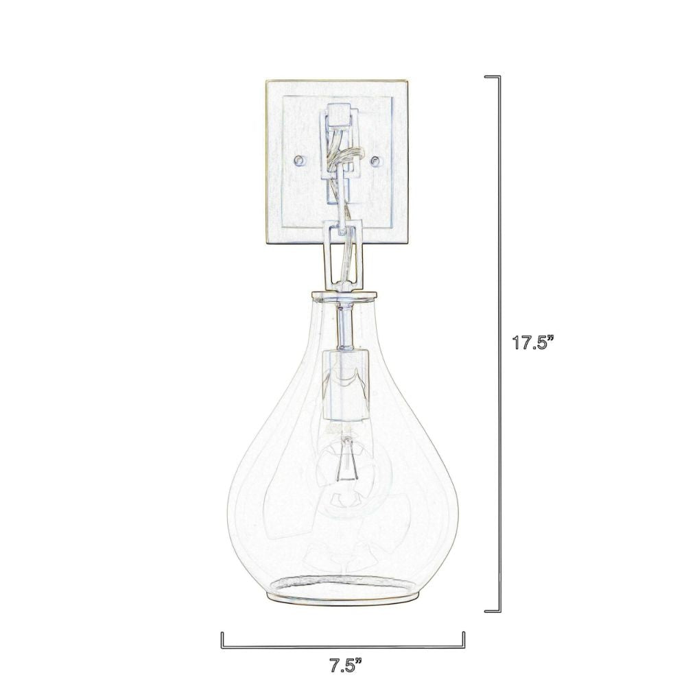 Ada 18 Inch Modern Wall Sconce Real Blown Glass 40W Bulb Brass Finish By Casagear Home BM285696