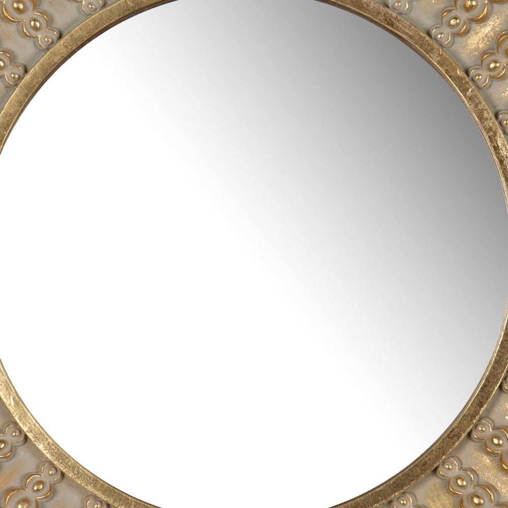 19 Inch Wall Mirror Beaded Sunburst Design Gold Finished Metal Frame By Casagear Home BM285897