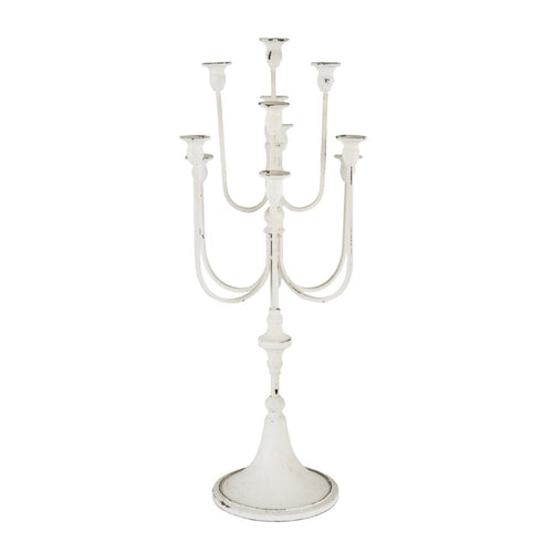 Candelabra | 30" | 11 Light | White Iron | Curved Arms