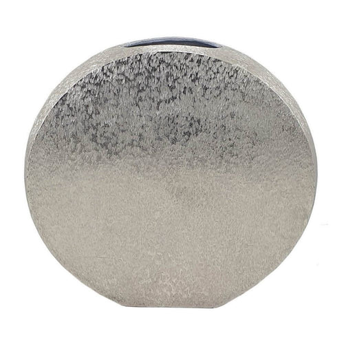 Decorative Vase | 15" | Round | Silver Aluminum Frame